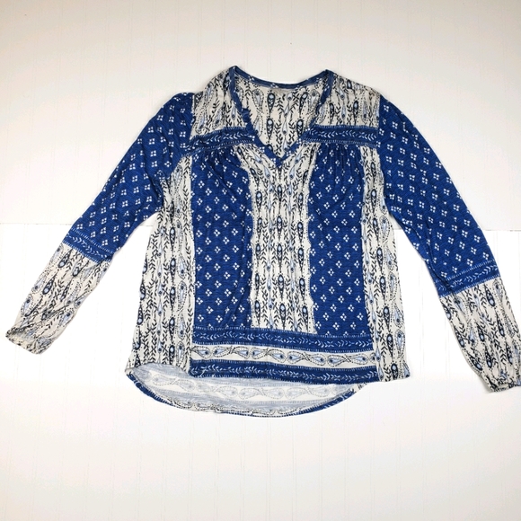 Lucky Brand Tops - Lucky Brand blue patterned long sleeve tee